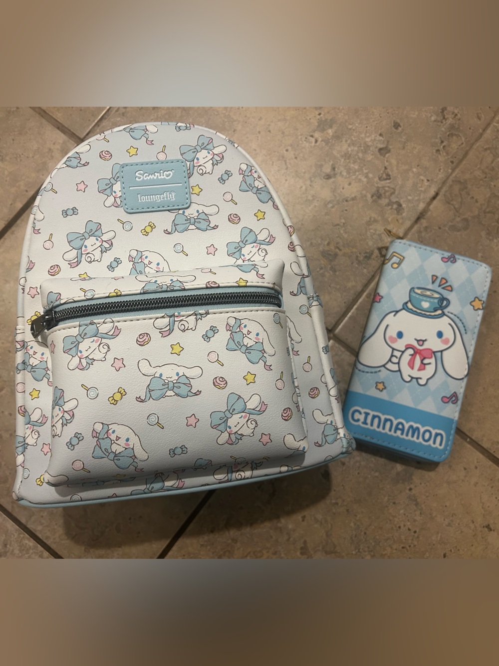 New Loungefly Cinnamoroll Bow Mini Backpack with Wallet Pastel Blue